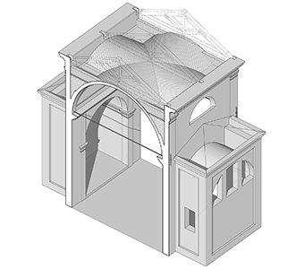 Spaccato 3D della zona delle cappelle laterali