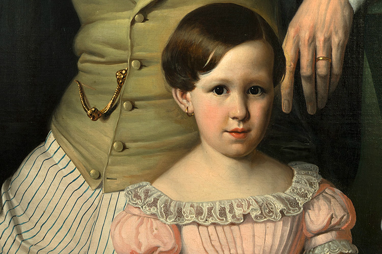 Ritratto della Famiglia Parisi: ingrandimento di un dettaglio del dipinto